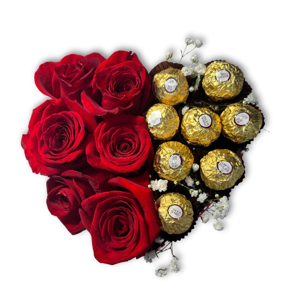 Corazón de rosas y bombones M
