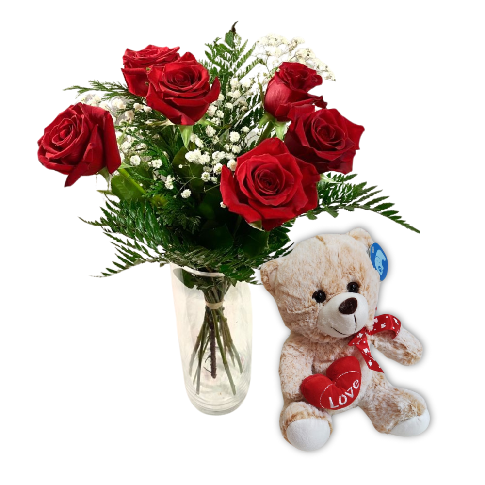 San Valentin Rosas Y Ositos Para Oso Con Rosas Rojas Comprar Oso