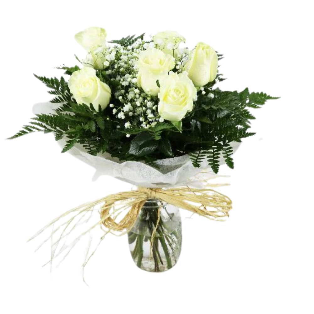 Ramo de 6 rosas blancas