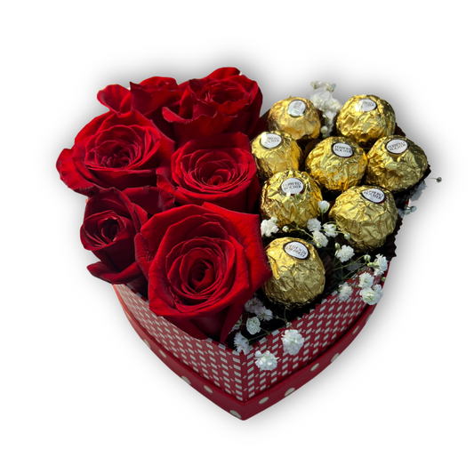 Corazón de rosas y bombones M