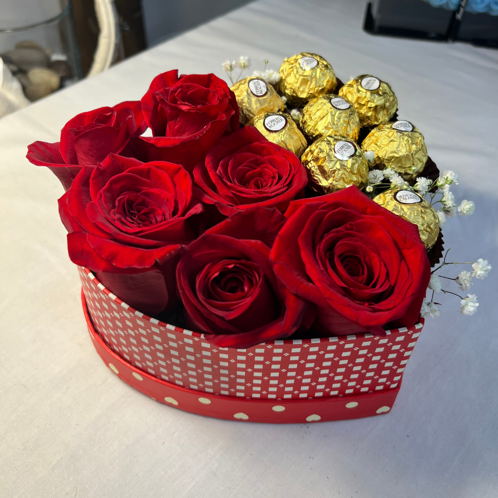Corazón de rosas y bombones M