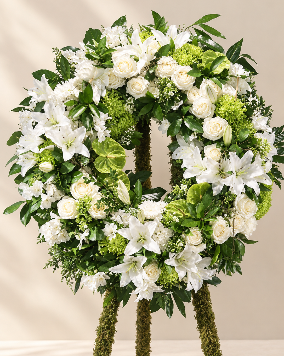 Corona Funeraria Blanca y Verde
