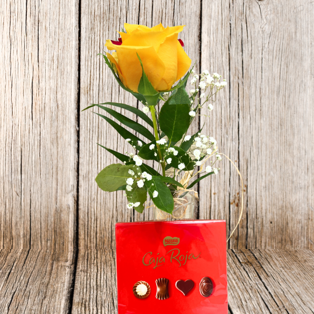Pack Floricienta | Rosa amarilla unidad + Chocolate