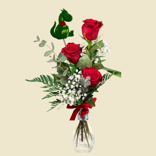 3 rosas rojas + Dragón de Sant Jordi