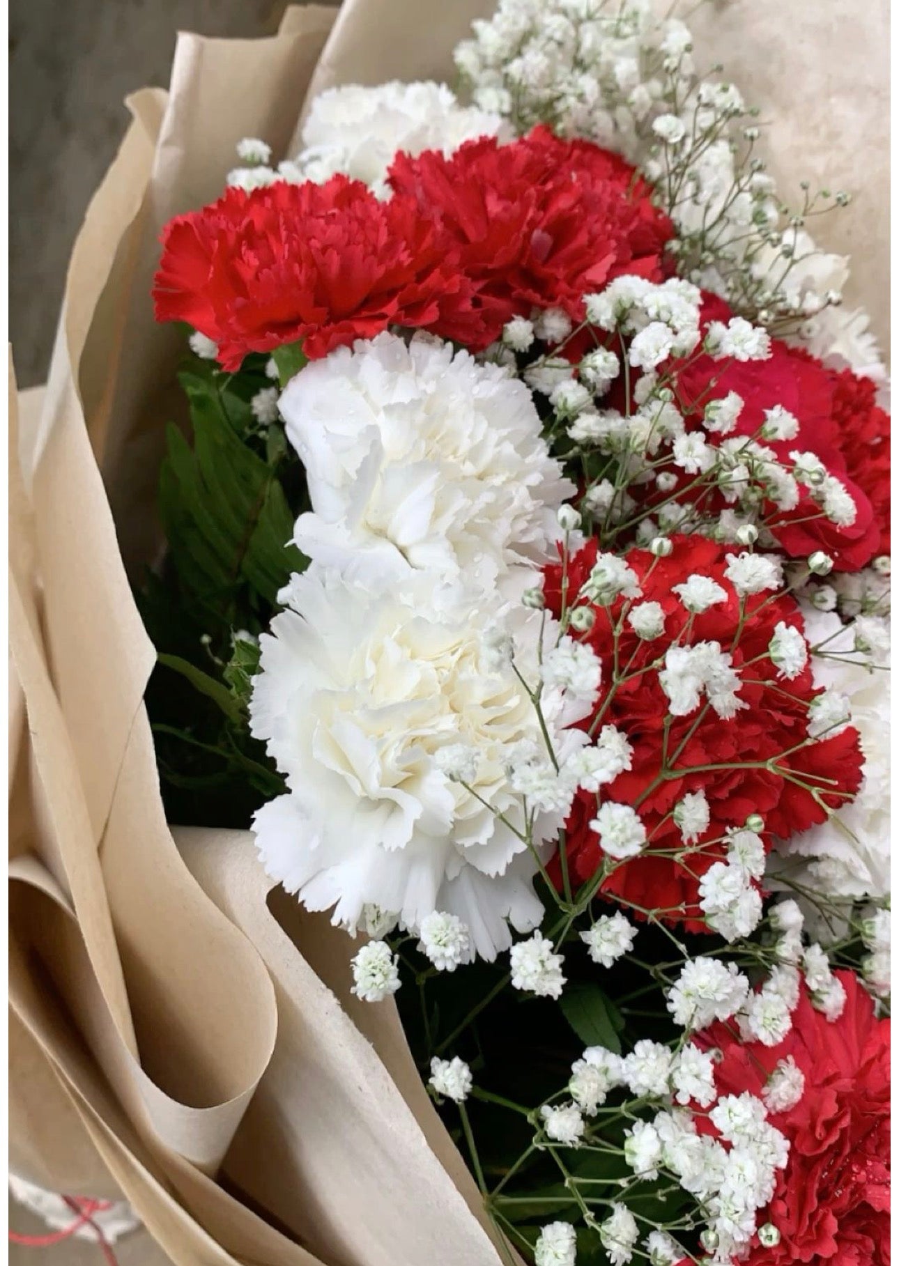Ramo claveles rojos y blancos
