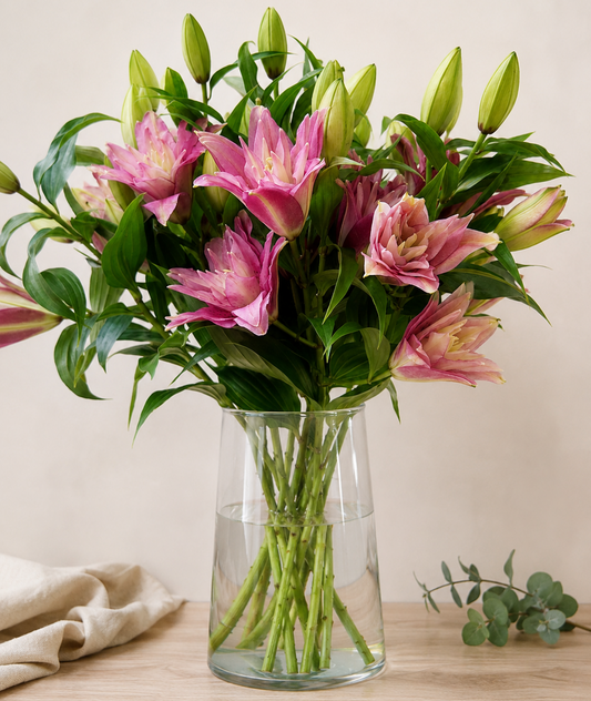 Ramo lilium oriental rosa  doble