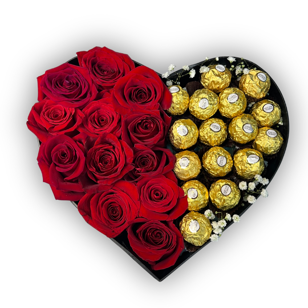 Corazón de rosas y bombones L