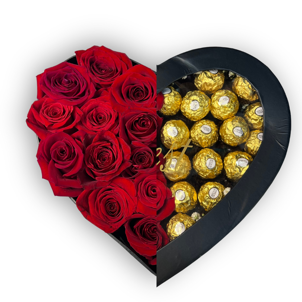 Corazón de rosas y bombones L