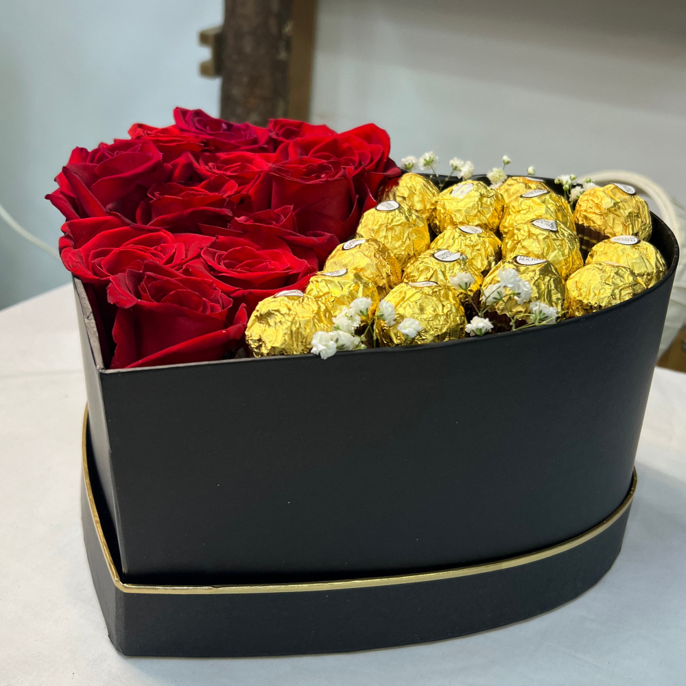 Corazón de rosas y bombones L